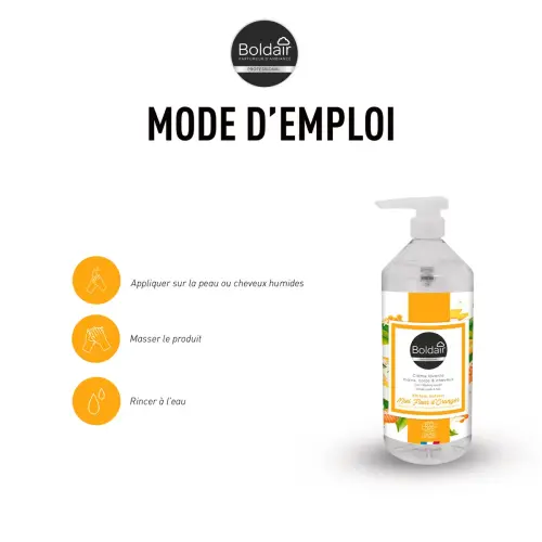 Crème lavante 3 en 1, parfum miel fleur d'oranger COSMOS 1L photo du produit