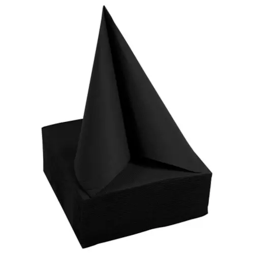 50 Serviettes 2 plis 20x20 cm - Noir - Pro Nappe photo du produit