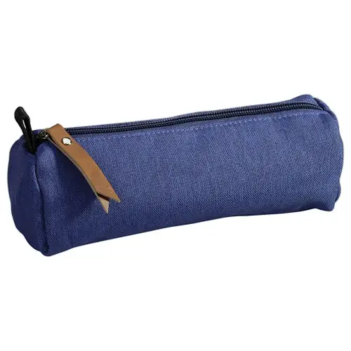 Trousse ronde en tissu bleu chin&eacute; photo du produit