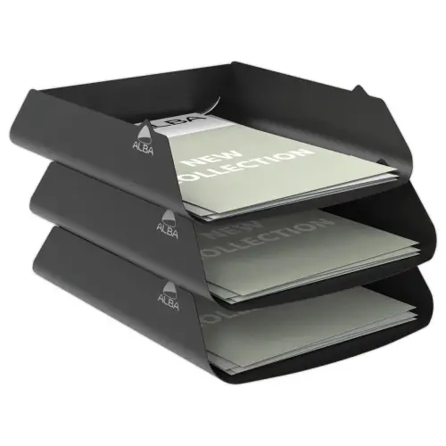 Corbeille à courrier métal - noir - ALBA photo du produit