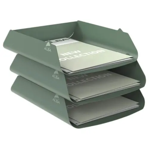 Corbeille &agrave; courrier m&eacute;tal - Vert c&eacute;ladon - ALBA photo du produit