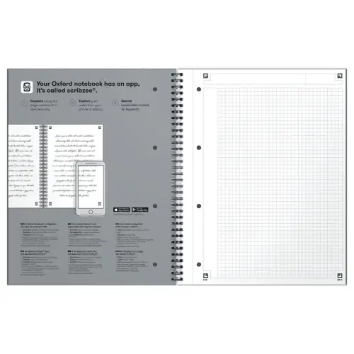 Cahier spirale Notebook A4+, 160p, 5x5, Pétrole - Oxford photo du produit