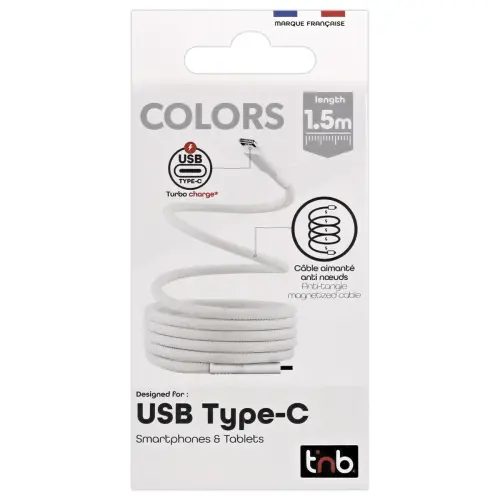 Câble  USB-C/USB-C magnétique - Blanc photo du produit