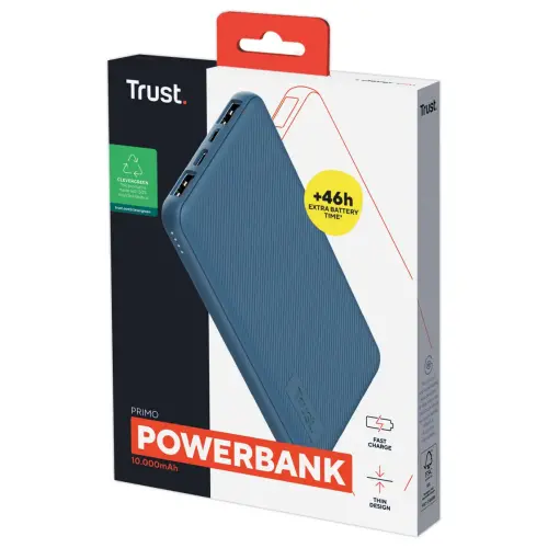 Batterie externe Powerbank Trust PrimoEco 10.000 mAh - Bleu photo du produit