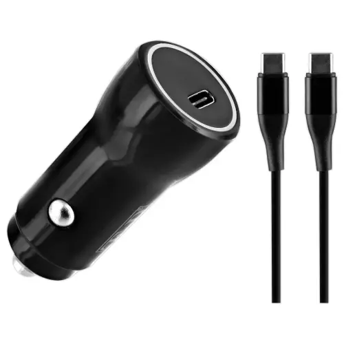 Chargeur voiture USB-C + câble type C 1M photo du produit