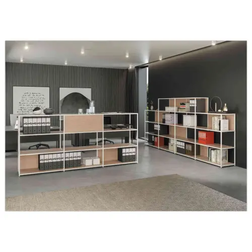 Bibliothéque filaire moyenne blanc chêne monté photo du produit