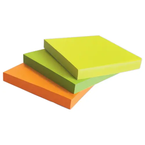 Bloc notes adh&eacute;sives 75 x 75 mm jaune fluo photo du produit