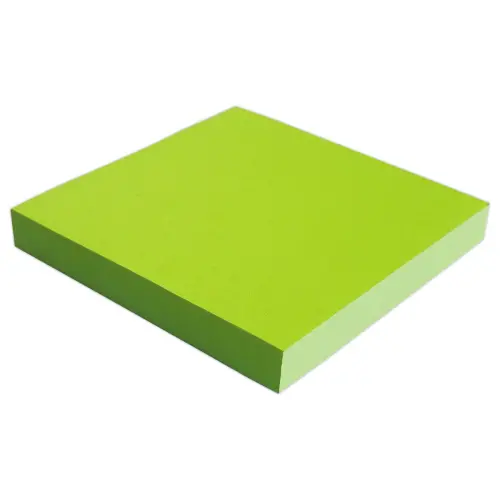 Bloc notes adh&eacute;sives 75 x 75 mm vert fluo photo du produit