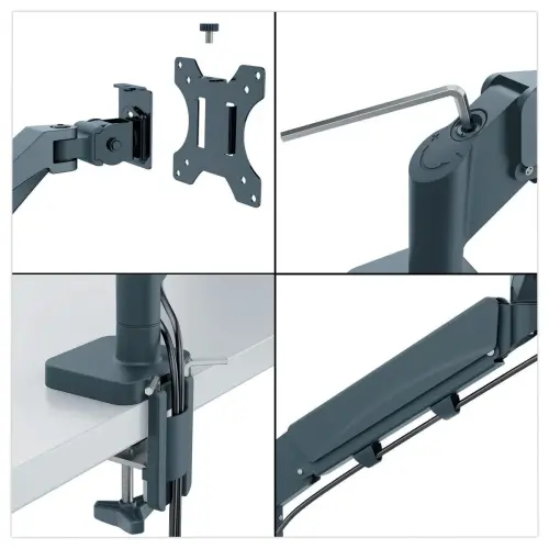 Bras simple pour écran - Faible encombrement - Gris foncé - Leitz ERGO photo du produit