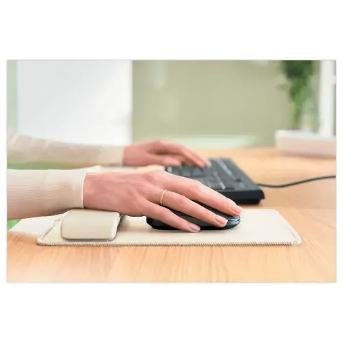 Tapis de souris ergonomique avec repose-poignets r&eacute;glable - Gris clair photo du produit