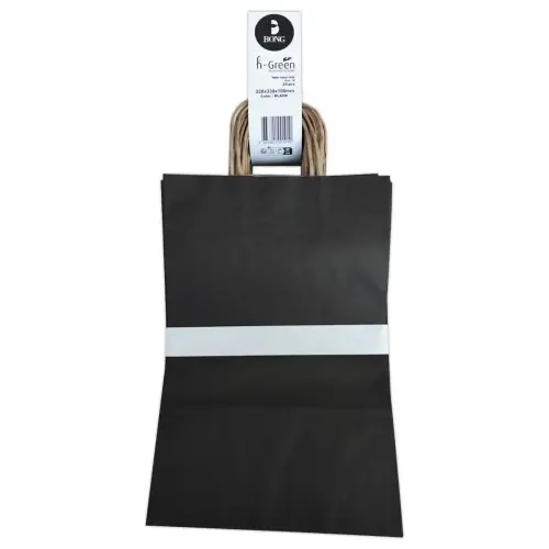 25 Sac kraft poignées torsadées L 22 x P10 x H 33 cm -  Noir photo du produit