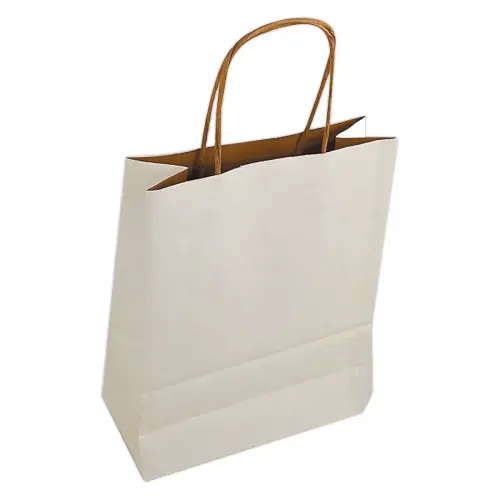 25 Sac kraft poign&eacute;es torsad&eacute;es L 22 x P10 x H 33 cm -  Blanc photo du produit