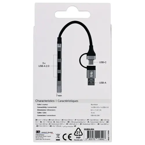 Hub USB-A et USB-C vers 4 ports USB-A – T’nB photo du produit