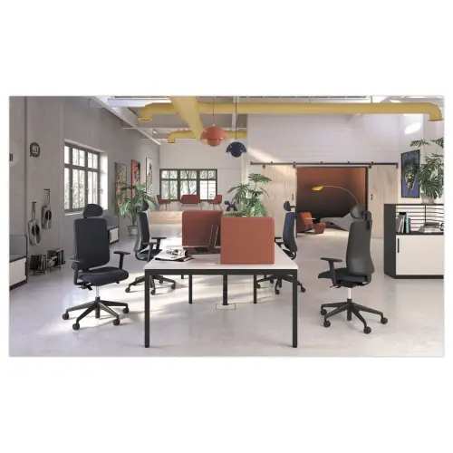 Siège de bureau synchrone ATILA tissu noir avec soutien lombaire photo du produit