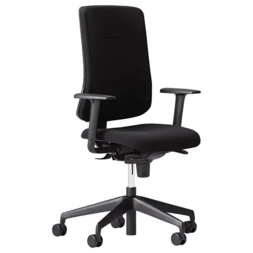 Si&egrave;ge de bureau synchrone ATILA tissu noir avec soutien lombaire mont&eacute; photo du produit