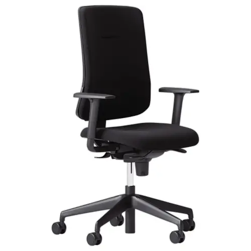 Siège ATILA tissu noir avec accotoirs monté photo du produit