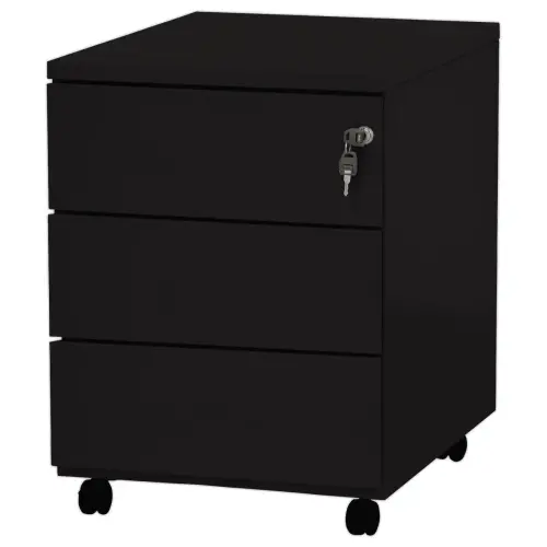 Caisson mobile en métal 3 tiroirs noir photo du produit