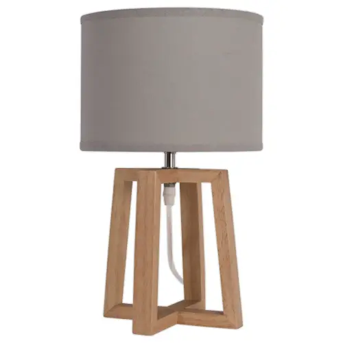 Lampe de bureau Beker bois et tissu gris photo du produit