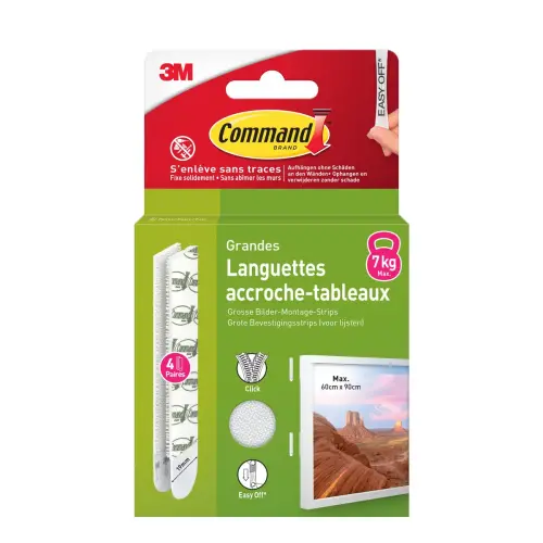Languettes accroche tableaux Command&trade; - Blanc L photo du produit