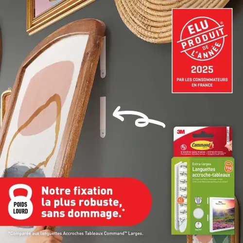 Languettes accroche tableaux Command&trade; - Blanc L photo du produit