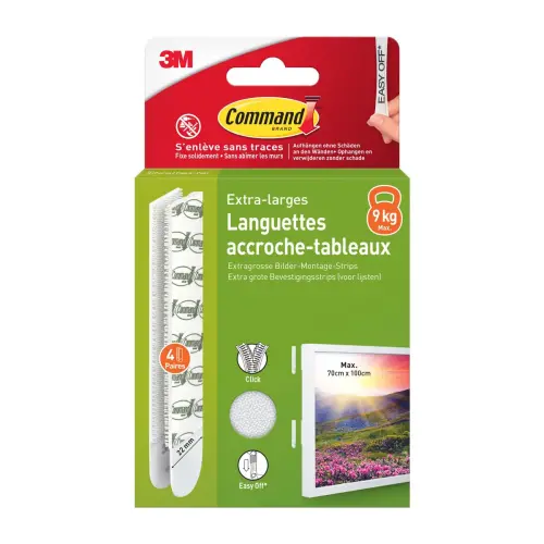 Languettes accroche-tableaux - Taille XL - Blanc - Command photo du produit
