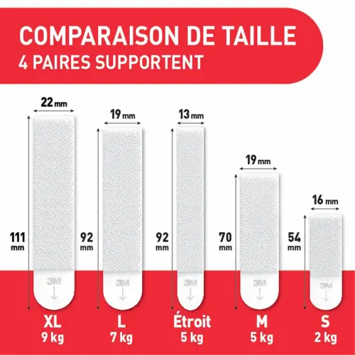 Languettes accroche-tableaux - Taille XL - Blanc - Command photo du produit