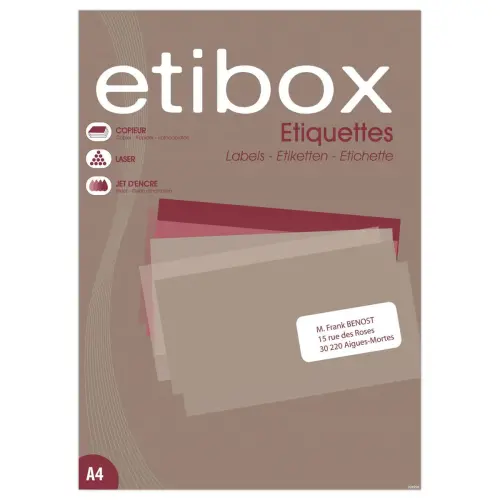 100 ÉTiquettes ETIBOX MU coins arrondis 64X33.9 mm 2400 étiq/boît photo du produit