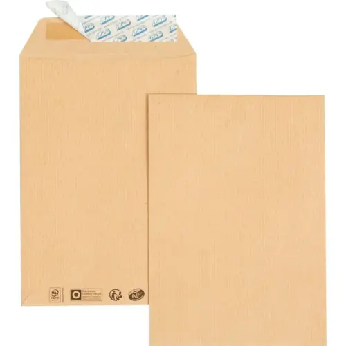 Pochettes kraft 95% recyclées 260x330 mm 90g bande siliconée photo du produit