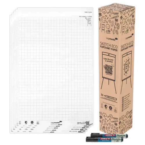 2 Blocs de papier pour chevalet - 2 x 50 feuilles quadrillées - LEGAMASTER photo du produit