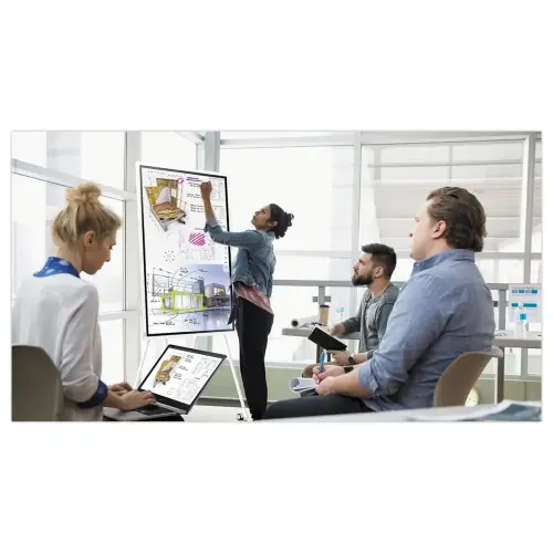 Ecran Flip 55" Samsung + support &agrave; roulettes Neomounts photo du produit