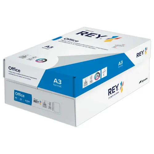 3 Ramettes 500 feuilles papier A3 80g tr&egrave;s blanc REY Office photo du produit