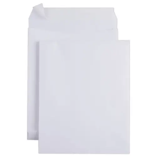 100 Pochettes kraft blanc armé bande siliconée 260x330mm à soufflets 30mm photo du produit