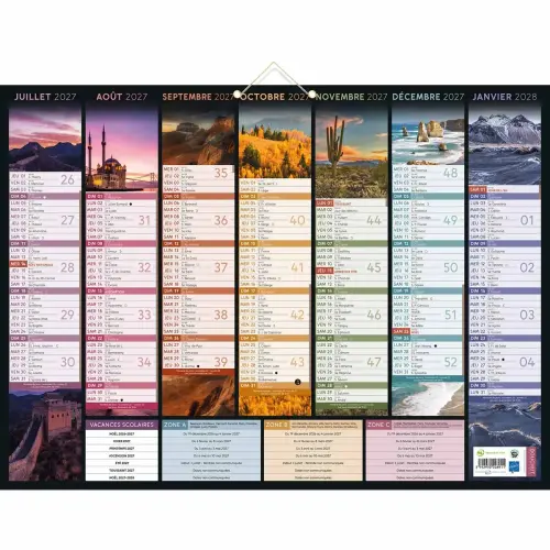 Calendrier banque Bouchut Bancolor 14 mois R/V - 55 x 40,5 cm photo du produit