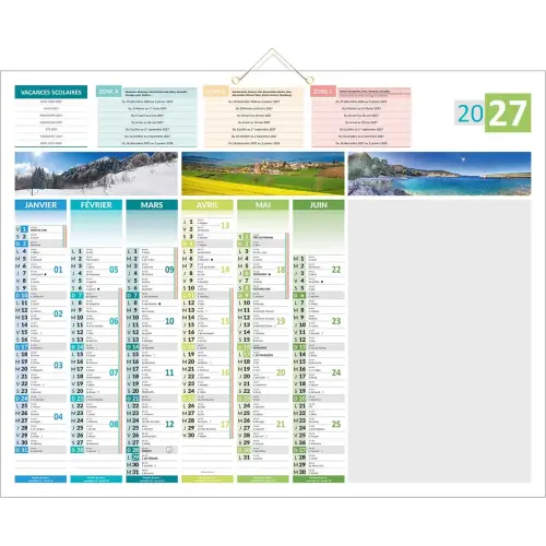 Calendrier banque Bouchut 4 saisons effa&ccedil;able 12 mois - 55 x 43 cm photo du produit