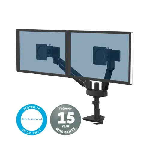 Bras porte-écran Top Mount Tallo compact - Double - Noir - Fellowes photo du produit
