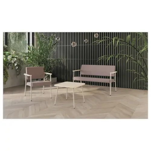 Fauteuil accueil beige photo du produit