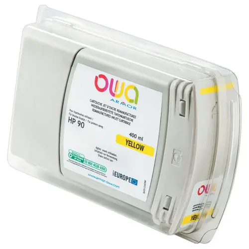 Cartouche B45124OW OWA pour traceurs compatible HP90 400 ml - Jaune photo du produit