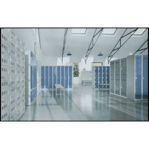 Vestiaire multicases 2 colonne de 2 cases H.180 x L.80cm gris/bleu photo du produit