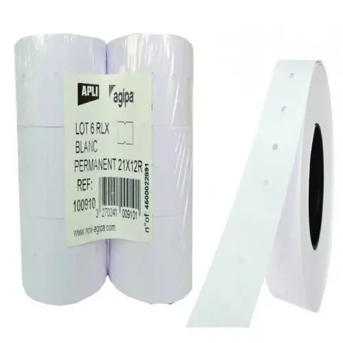 6 Rouleaux de 1000 étiquettes 22x12mm enlevables - Blanc photo du produit