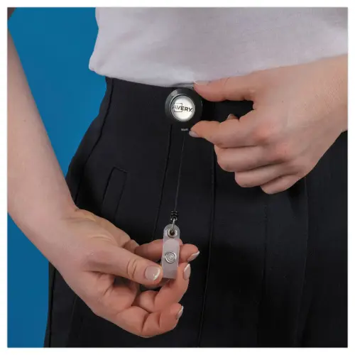 10 Enrouleurs r&eacute;tractables avec pince au dos - Fil 80 cm - Noir photo du produit