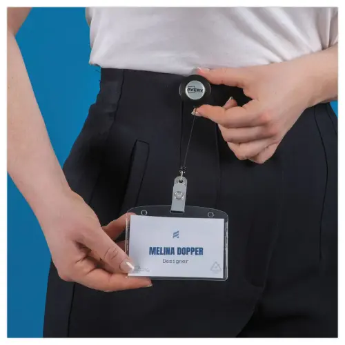 10 Enrouleurs r&eacute;tractables avec pince au dos - Fil 80 cm - Noir photo du produit