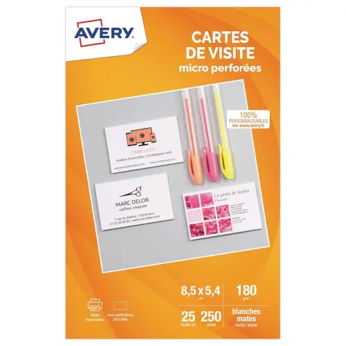250 Cartes de visite bords micro-perforés photo du produit
