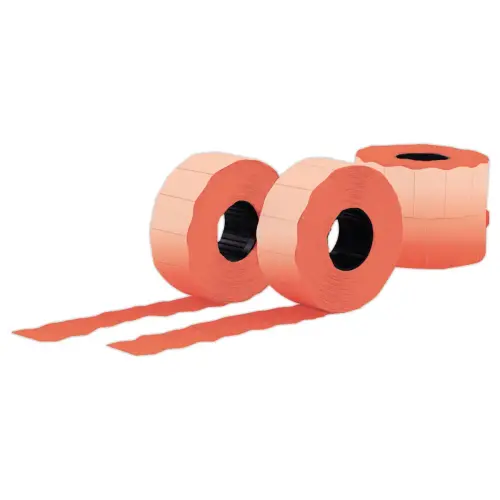 10 Rouleaux de 1200 &eacute;tiquettes perm 26x16mm rouges pour pince 2 lignes photo du produit
