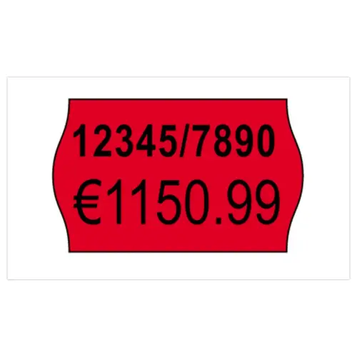 10 Rouleaux de 1200 &eacute;tiquettes perm 26x16mm rouges pour pince 2 lignes photo du produit
