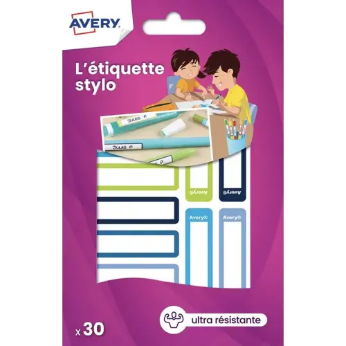 30 Paquets 30 étiquettes stylos - camaïeubleu/vert - 50 x 10 mm photo du produit