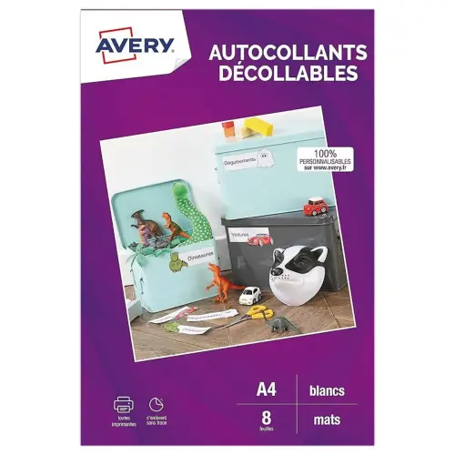 8 éTiquettes A4 décollables papier blanc mat jet d'encre photo du produit