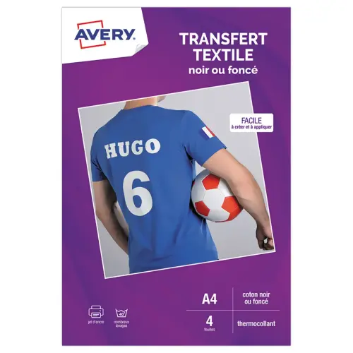 4 Feuilles transfert textile noir ou fonc&eacute; A4 jet d'encre photo du produit