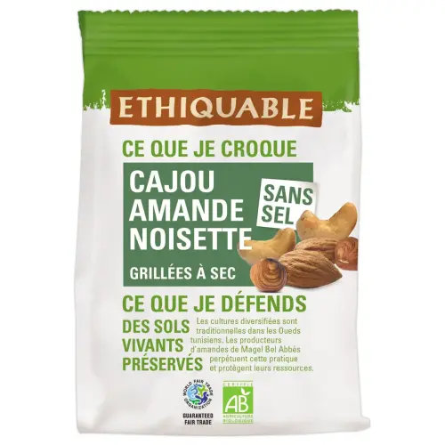 Noix de cajou, amendes, et noisettes sans sel grill&eacute;s - 100g photo du produit