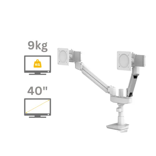 Bras porte-&eacute;cran Top Mount Tallo compact - Double - Blanc - Fellowes photo du produit