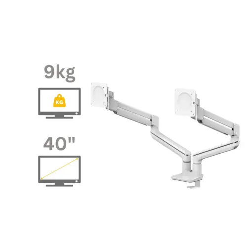 Bras porte-&eacute;cran Top Mount Tallo - Double - Blanc - Fellowes photo du produit